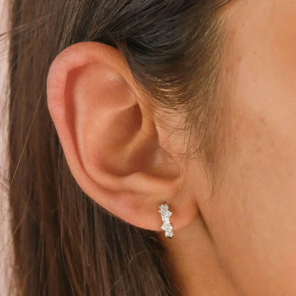 Crystal Cluster Huggies | White Gold