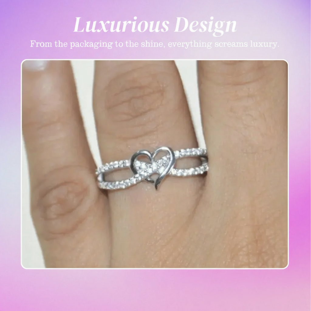 Tracy | Intertwined Heart Sparkle | Silver Ring